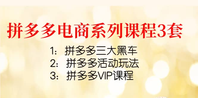 拼多多电商系列课程3套：拼多多三大黑车+拼多多活动玩法+拼多多VIP课程-天天有课网