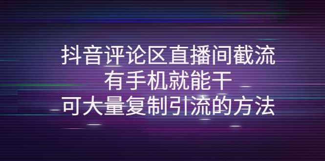 抖音评论区直播间截流，有手机就能干，可大量复制引流的方法-天天有课网