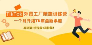 TikTok外贸工厂陪跑训练营:一个月开拓TK底盘新渠道 基础+实操+高阶篇-天天有课网