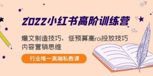 2022小红书高阶训练营:爆文制造技巧,低预算高roi投放技巧,内容营销思维-天天有课网