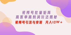 视频号批量矩阵的高客单高利润玩法揭秘-天天有课网