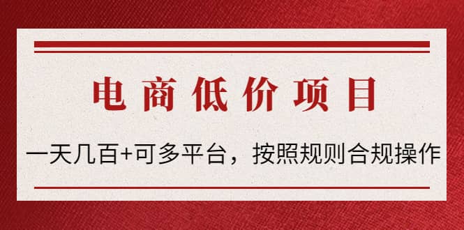 电商低价赔FU项目：按照规则合规操作-天天有课网