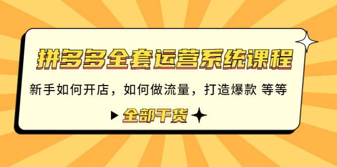 拼多多全套运营系统课程：新手如何开店 如何做流量 打造爆款 等等 全部干货-天天有课网