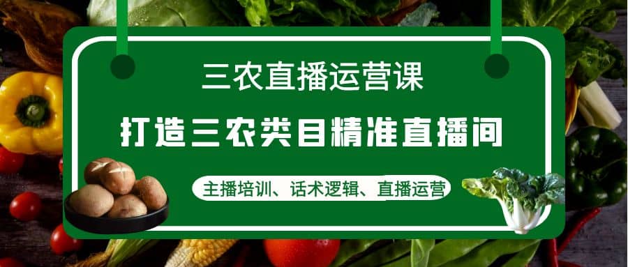 三农直播运营课：打造三农类目精准直播间，主播培训、话术逻辑、直播运营-天天有课网