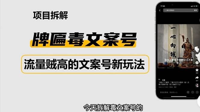 2023抖音快手毒文案新玩法，牌匾文案号，起号快易变现-天天有课网