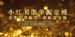 小红书爆单掘金班:自带种草属性+高质量女粉 准备篇+布局篇+规则篇+运营篇-天天有课网