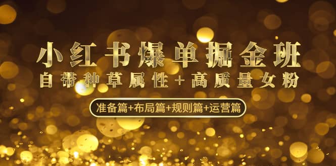 小红书爆单掘金班：自带种草属性+高质量女粉 准备篇+布局篇+规则篇+运营篇-天天有课网