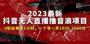 2023最新抖音无人直播撸音浪项目，0粉丝每天1小时，一个号一天1500-2000元-天天有课网