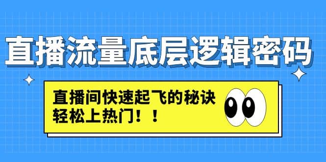 直播流量底层逻辑密码：直播间快速起飞的秘诀，轻松上热门-天天有课网