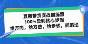 直播带货实战训练营：100%盈利核心步骤，给方向，给方法，给步骤，能落地-天天有课网