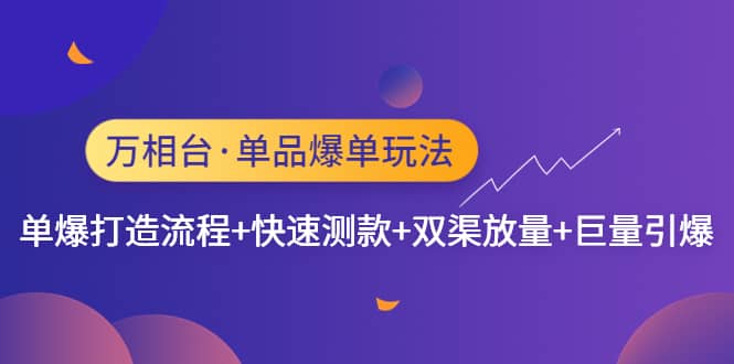 万相台·单品爆单玩法，单爆打造流程+快速测款+双渠放量+巨量引爆-天天有课网