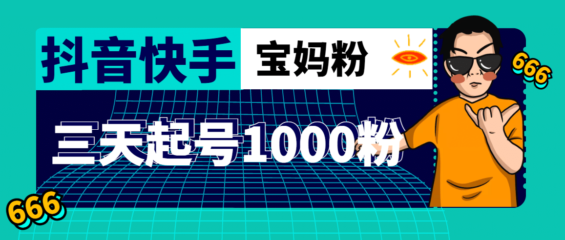 抖音快手三天起号涨粉1000宝妈粉丝的核心方法【详细玩法教程】-天天有课网