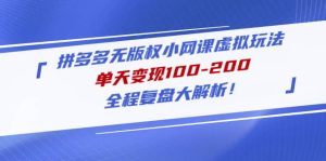 拼多多无版权小网课虚拟玩法,全程复盘大解析-天天有课网