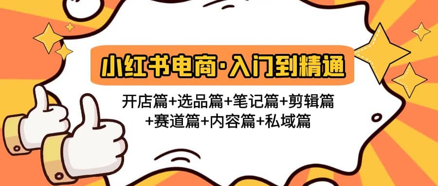 小红书电商入门到精通 开店篇+选品篇+笔记篇+剪辑篇+赛道篇+内容篇+私域篇-天天有课网