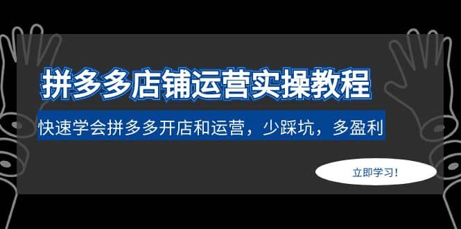 拼多多店铺运营实操教程：快速学会拼多多开店和运营，少踩坑，多盈利-天天有课网