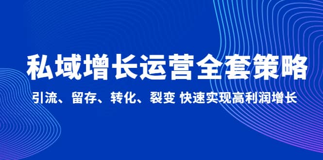 私域增长运营全套策略：引流、留存、转化、裂变 快速实现高利润增长-天天有课网