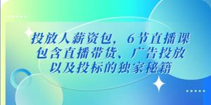 投放人薪资包，6节直播课，包含直播带货、广告投放、以及投标的独家秘籍-天天有课网