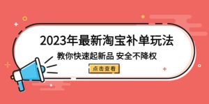 2023年最新淘宝补单玩法,教你快速起·新品,安全·不降权(18课时)-天天有课网