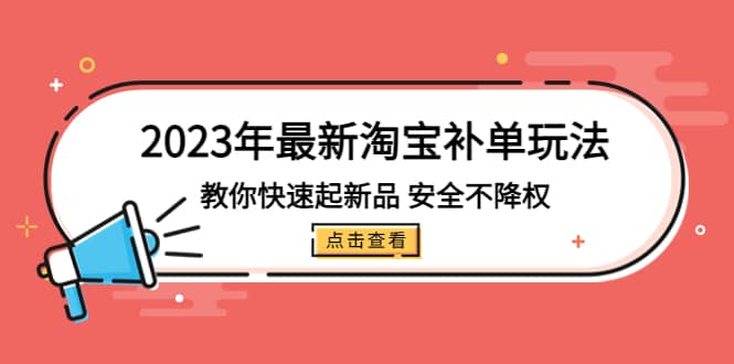 2023年最新淘宝补单玩法，教你快速起·新品，安全·不降权（18课时）-天天有课网