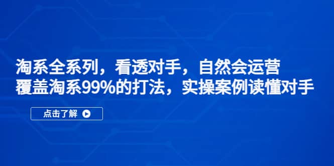 淘系全系列，看透对手，自然会运营，覆盖淘系99%·打法，实操案例读懂对手-天天有课网