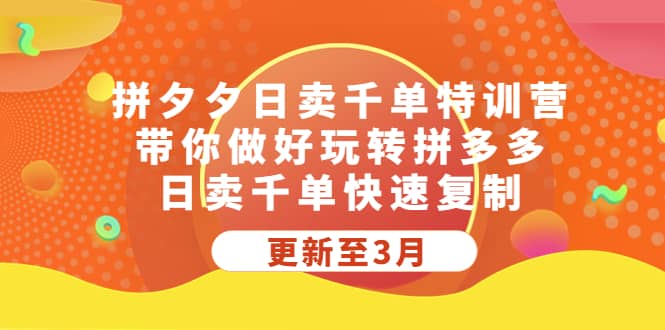 拼夕夕日卖千单特训营，带你做好玩转拼多多，日卖千单快速复制 (更新至3月)-天天有课网