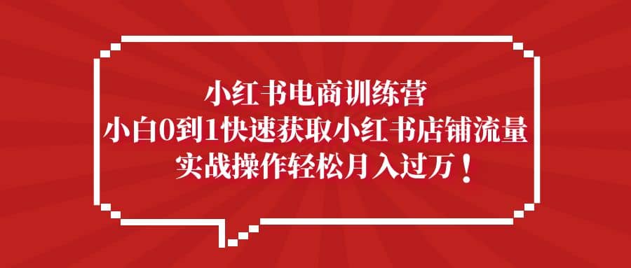 小红书电商训练营，小白0到1快速获取小红书店铺流量-天天有课网