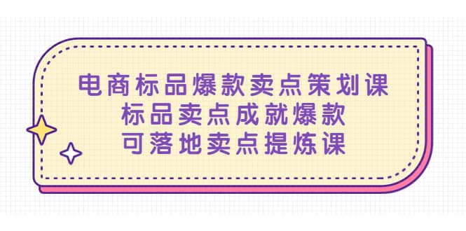 电商标品爆款卖点策划课，标品卖点成就爆款，可落地卖点提炼课-天天有课网