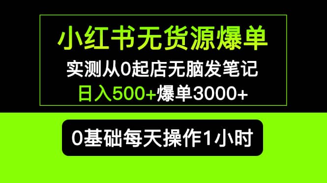 小红书无货源爆单 实测从0起店无脑发笔记爆单3000+长期项目可多店-天天有课网