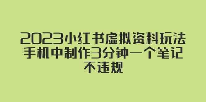 2023小红书虚拟资料玩法，手机中制作3分钟一个笔记不违规-天天有课网