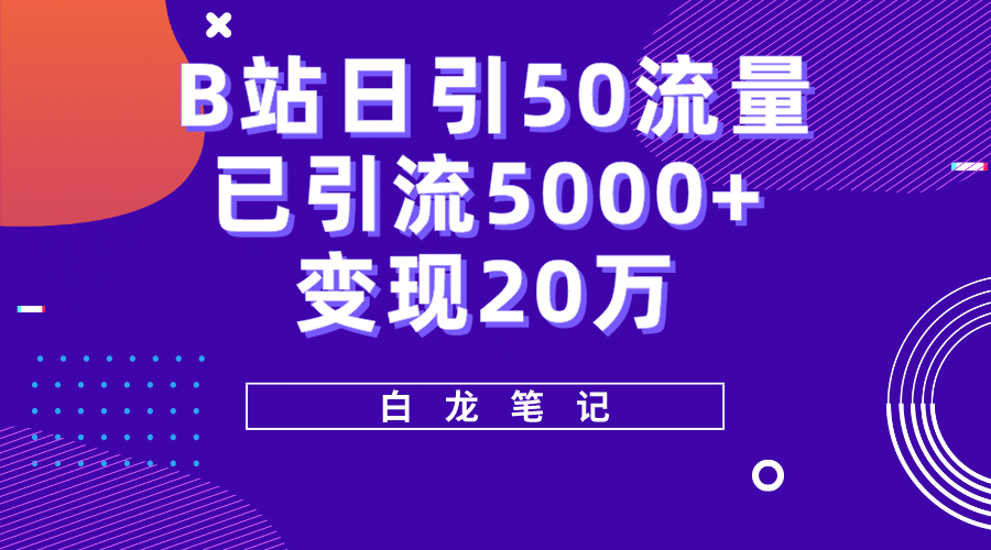 B站日引50+流量，实战已引流5000+变现20万，超级实操课程-天天有课网