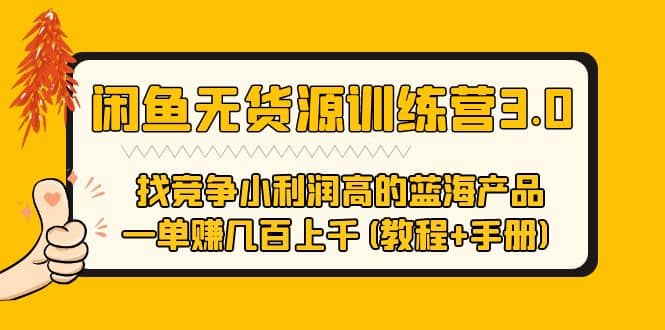闲鱼无货源训练营3.0 找竞争小利润高的蓝海产品 一单赚几百上千(教程+手册)-天天有课网