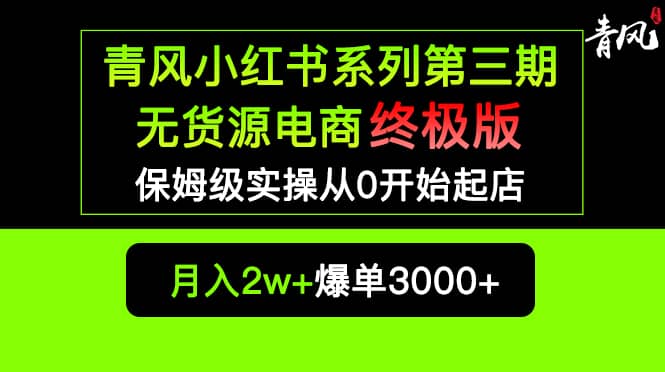 小红书无货源电商爆单终极版【视频教程+实战手册】保姆级实操从0起店爆单-天天有课网