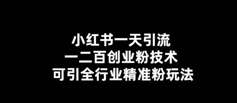 【引流必备】小红书一天引流一二百创业粉技术，可引全行业精准粉玩法-天天有课网