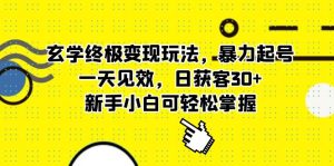 玄学终极变现玩法,暴力起号,一天见效,日获客30+,新手小白可轻松掌握-天天有课网