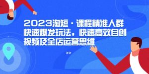 2023淘短·课程精准人群快速爆发玩法，快速高效自创视频及全店运营思维-天天有课网