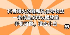 抖音爆火的最新头像号玩法,一条作品500w播放量,手机可做,适合小白-天天有课网