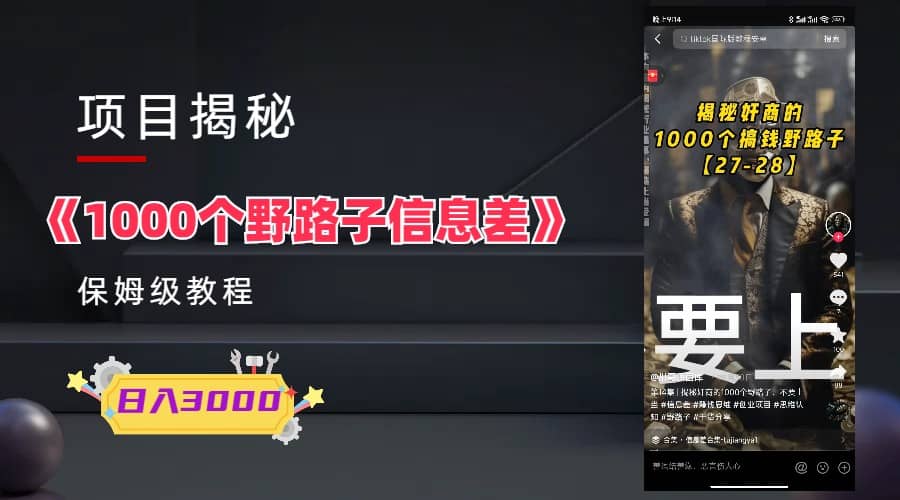 1000个野路子信息差保姆式教程-单日变现3000+的玩法解密-天天有课网