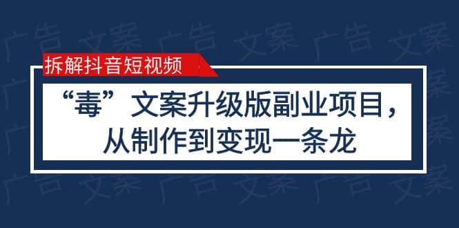 拆解抖音短视频：“毒”文案升级版副业项目，从制作到变现（教程+素材）-天天有课网