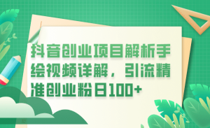 抖音创业项目解析手绘视频详解，引流精准创业粉日100+-天天有课网