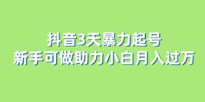 抖音3天暴力起号新手可做助力小白月入过万-天天有课网