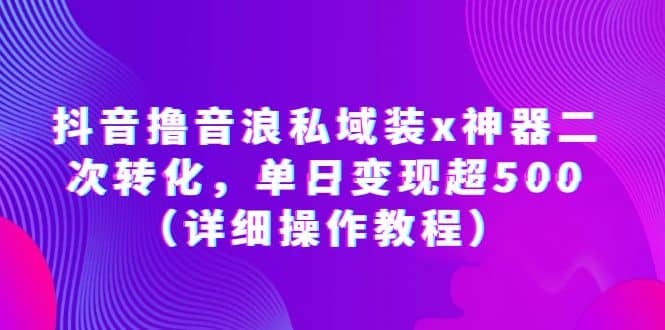 抖音撸音浪私域装x神器二次转化，单日变现超500（详细操作教程）-天天有课网