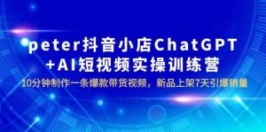 peter抖音小店ChatGPT+AI短视频实训 10分钟做一条爆款带货视频 7天引爆销量-天天有课网