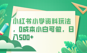 小红书小学资料玩法,0成本小白可做日入500+(教程+资料)-天天有课网