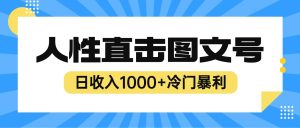 2023最新冷门暴利赚钱项目,人性直击图文号,日收入1000+【视频教程】-天天有课网