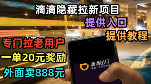 滴滴隐藏拉新项目,专门拉老用户一单20-50元奖励,提供入口和玩法教程-天天有课网