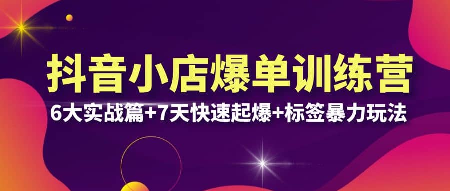 抖音小店爆单训练营VIP线下课：6大实战篇+7天快速起爆+标签暴力玩法(32节)-天天有课网
