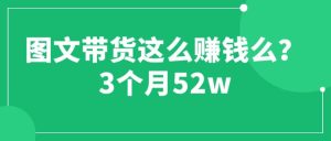 图文带货这么赚钱么? 3个月52W 图文带货运营加强课-天天有课网