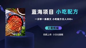 蓝海项目一分钟一条图文作品-日入300+小吃配方项目(附 684G小吃配方)-天天有课网