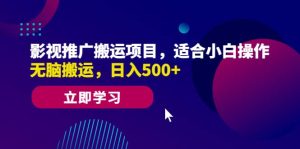 影视推广搬运项目,适合小白操作,无脑搬运,日入500+-天天有课网