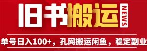 单号日入100+,孔夫子旧书网搬运闲鱼,长期靠谱副业项目(教程+软件)-天天有课网